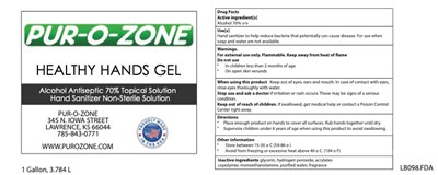 Healthy Hands Front/back Panel (Lb098.70 Fda 4x1 Label Pur O Zone)